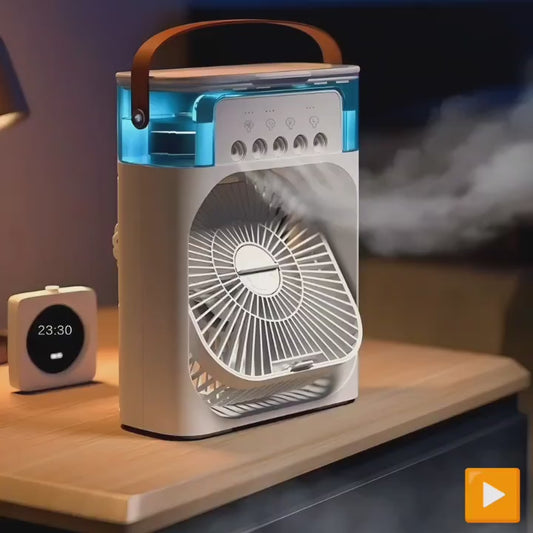 Portable Humidifier Air Cooler Mist Fan Mini Table Fan For Home With 3 Speed Mode With Water Spray, 7 Color Led & Timer, Usb Personal Cooler Desk Fan For Shop, Office, Kitchen
